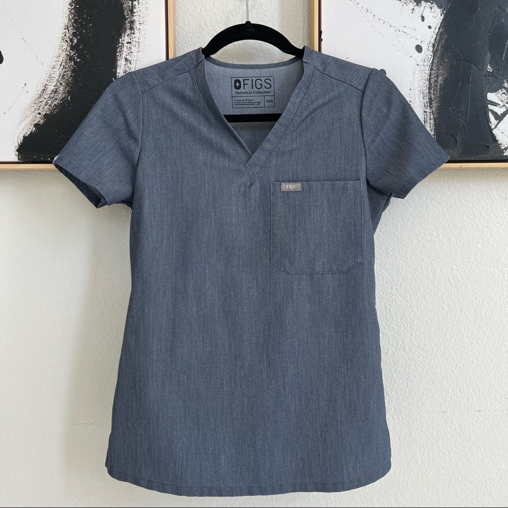 women's Catarina - One-Pocket Scrub Top - XXS / Heather Denim